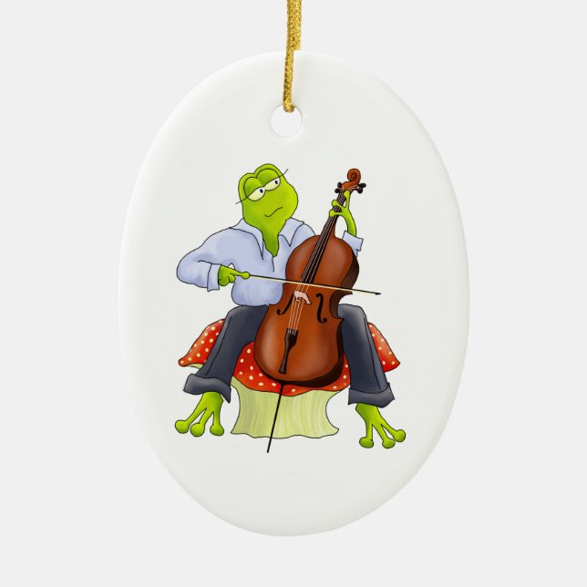 Cello-Frosch-Verzierung Keramikornament (Vorne)