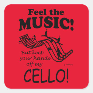 Cello fühlen sich wie der Aufkleber auf dem Musikp