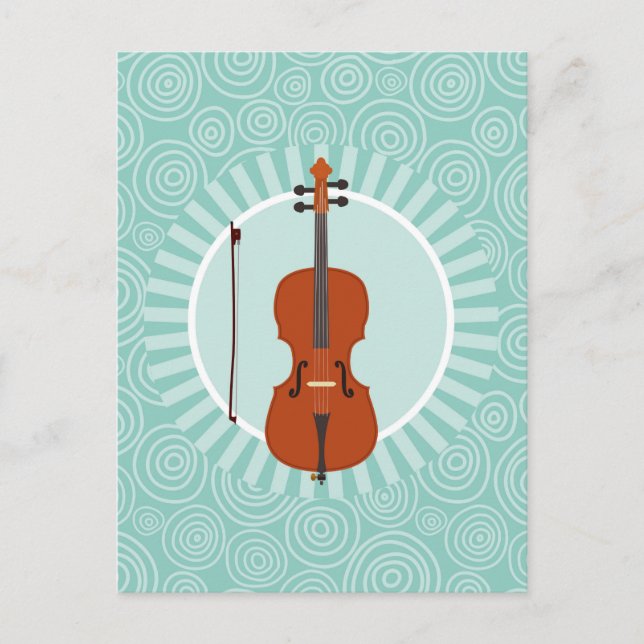 Cello Fun Turquoise Swirl Music Postkarte (Vorderseite)