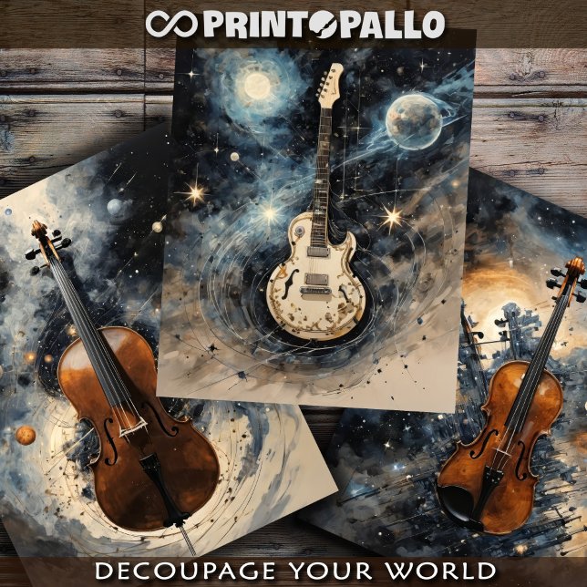 Cello, Geigergitarre: verträumte Musikinstrumente Geschenkpapier Set (Von Creator hochgeladen)