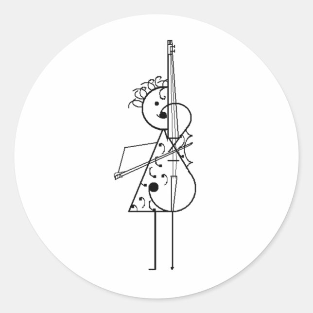 Cello Girl Runder Aufkleber (Vorderseite)