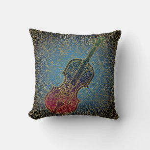 Cello-Gold mit Filigran geschmückt - bunte Musik Kissen