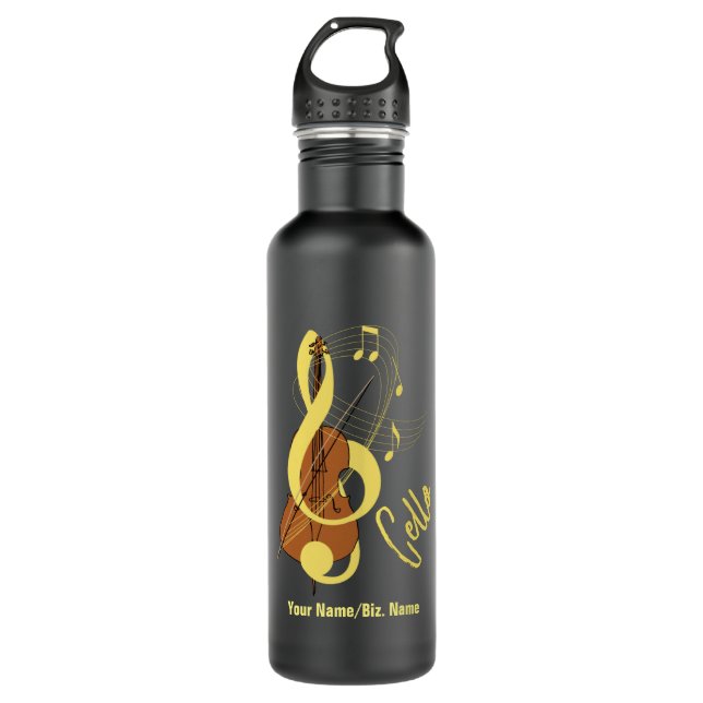 Cello Graphic Musician Music Theme Edelstahlflasche (Vorderseite)