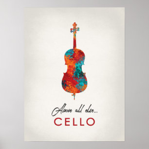 Cello - helle bunte Musik Poster