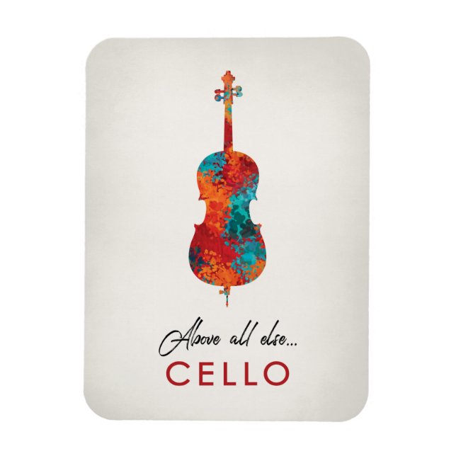Cello - Helle, farbenfrohe Musik Magnet (Vertikal)