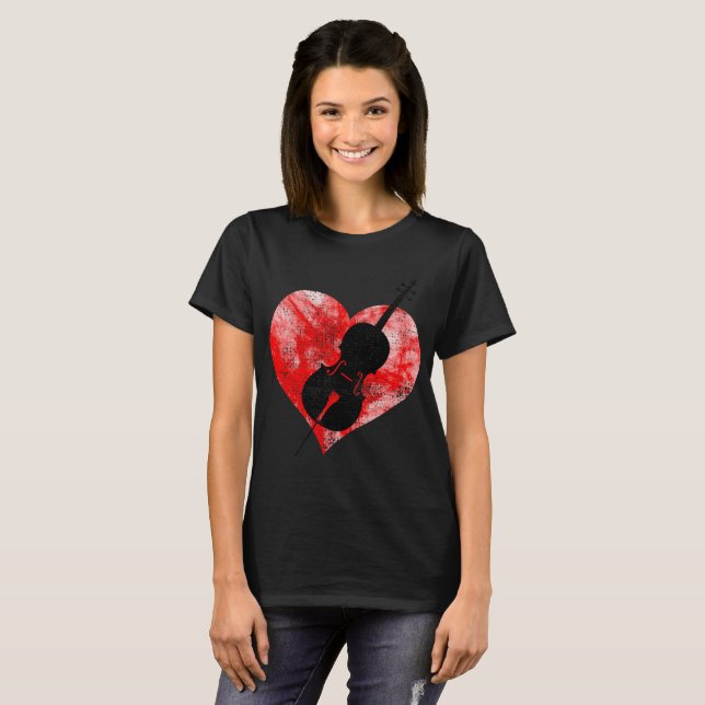 Cello Herz Liebe T-Shirt (Vorne ganz)