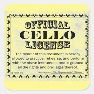 Cello License Square Aufkleber