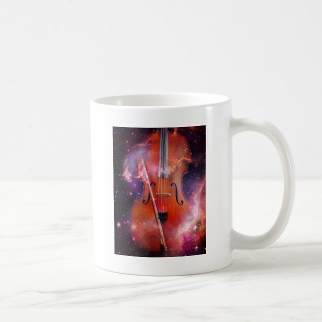 Cello mit mit Sternen und Raumwolken Kaffeetasse (Rechts)