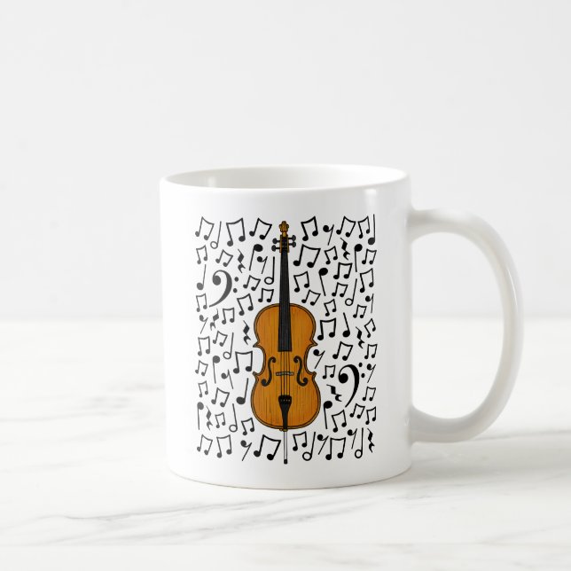 Cello mit musikalischen Bemerkungen, Cellist Music Kaffeetasse (Rechts)