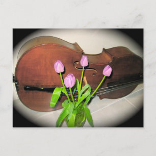 Cello mit Tulips-Postkarte Postkarte
