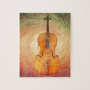 Cello mit warmem buntem strukturiertem Hintergrund
