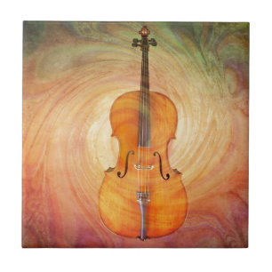 Cello mit warmem buntem strukturiertem Hintergrund Fliese
