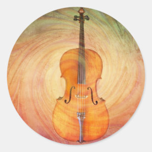 Cello mit warmem buntem strukturiertem Hintergrund Runder Aufkleber