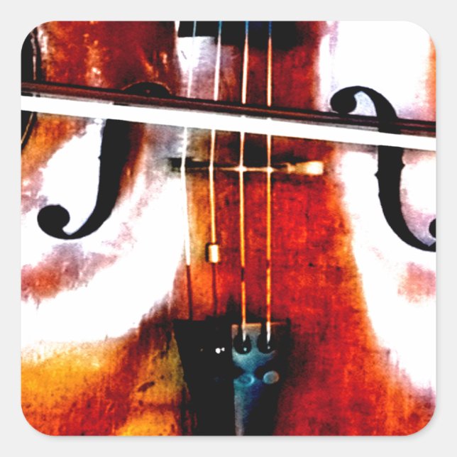 Cello Music ist ein wunderschönes Kunstwerk Quadratischer Aufkleber (Vorderseite)
