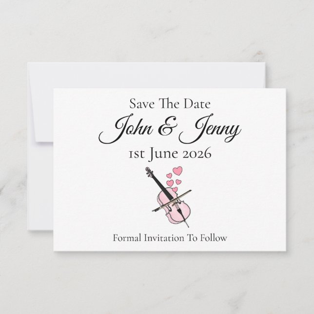 Cello Musician Wedding speichern das Datum (Vorderseite)