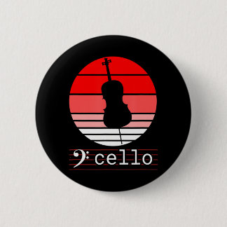 Cello Musikinstrument mit rotem Sunset Cello Button