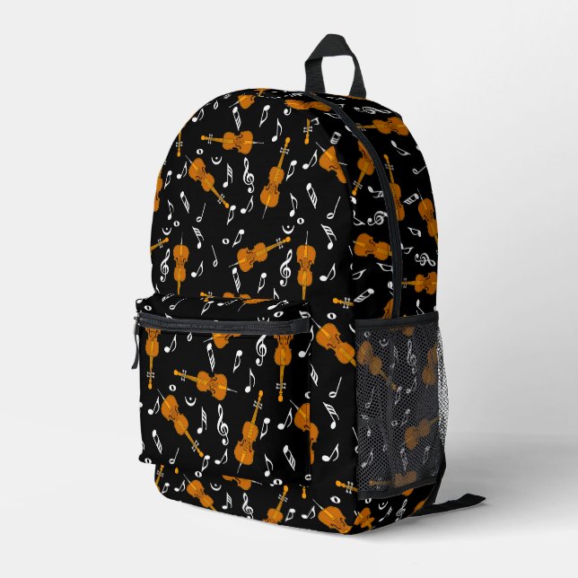 Cello Musiknote Pattern Bedruckter Rucksack (Rückseitige Ecke Rechts)