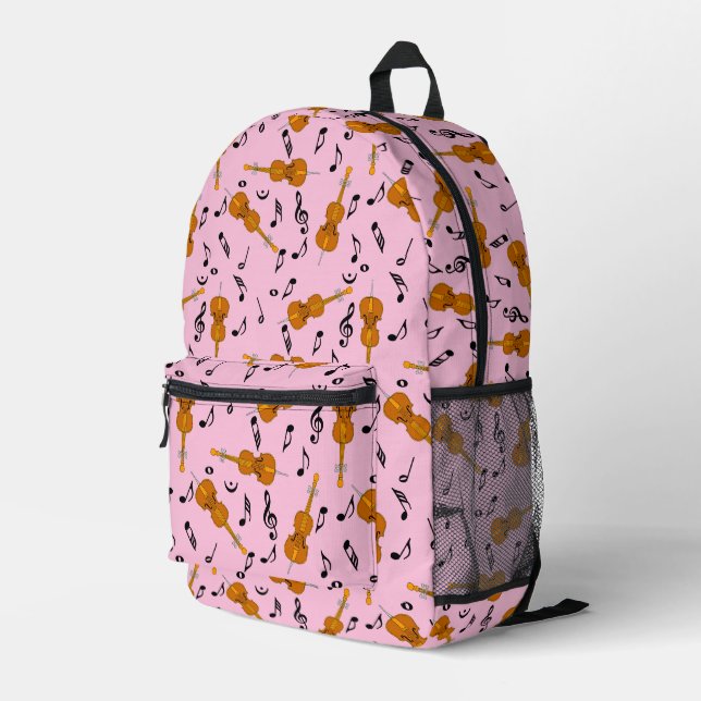 Cello Musiknote Pattern Bedruckter Rucksack (Rückseitige Ecke Rechts)