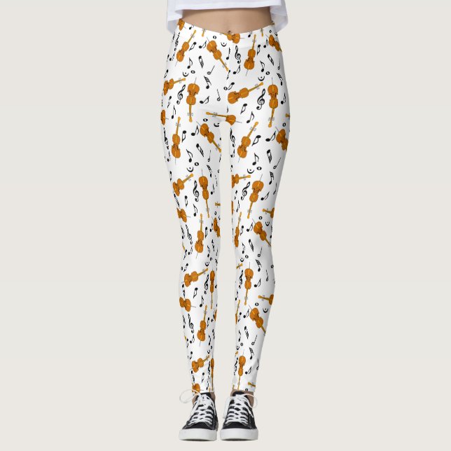 Cello Musiknote Pattern Leggings (Vorderseite)