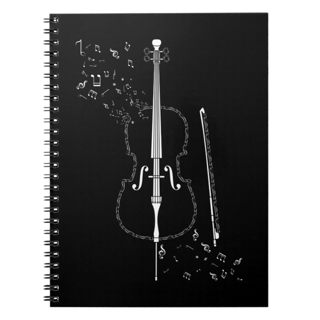 Cello Musiknotens Instrument Musician Cellist Notizblock (Vorderseite)