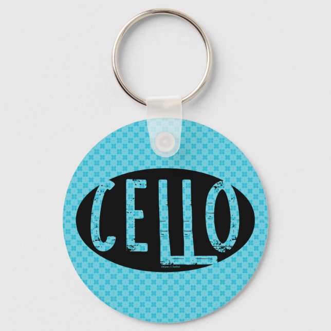 Cello Oval Rough Text Schlüsselanhänger (Vorderseite)