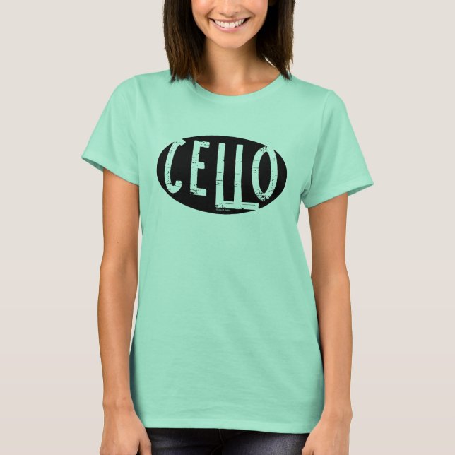 Cello Oval Rough Text T-Shirt (Vorderseite)