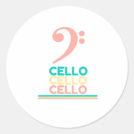 Cello Pink Bass Clef Runder Aufkleber