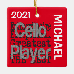 Cello Player Extraordinaire CUSTOM Keramikornament