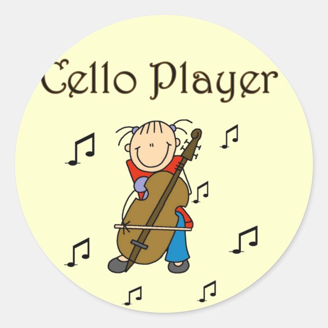 Cello Player Tshirts und Geschenke Runder Aufkleber (Vorderseite)