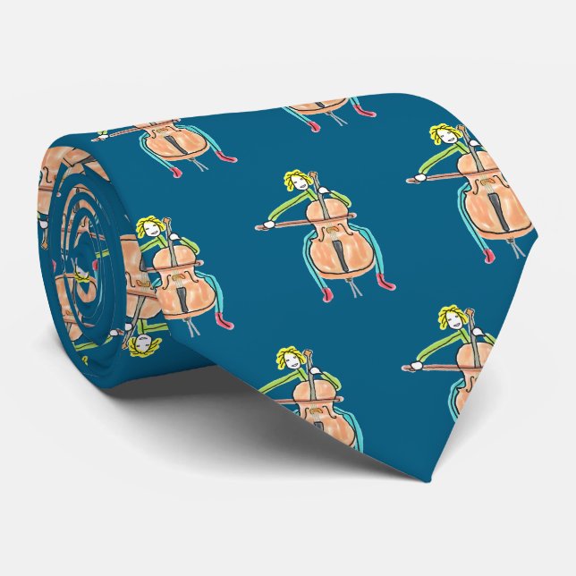 Cello Playing Stickman Krawatte (Gerollt)