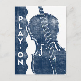 Cello Postcard - Vintag Retro Navy Blue White Postkarte