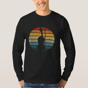 Cello Silhouette auf einem gestörten Retro-Sonnenu T-Shirt
