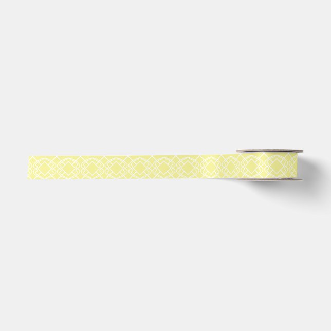 Cello Soft Butter Yellow Trellis Design Satinband (Vorderseite)