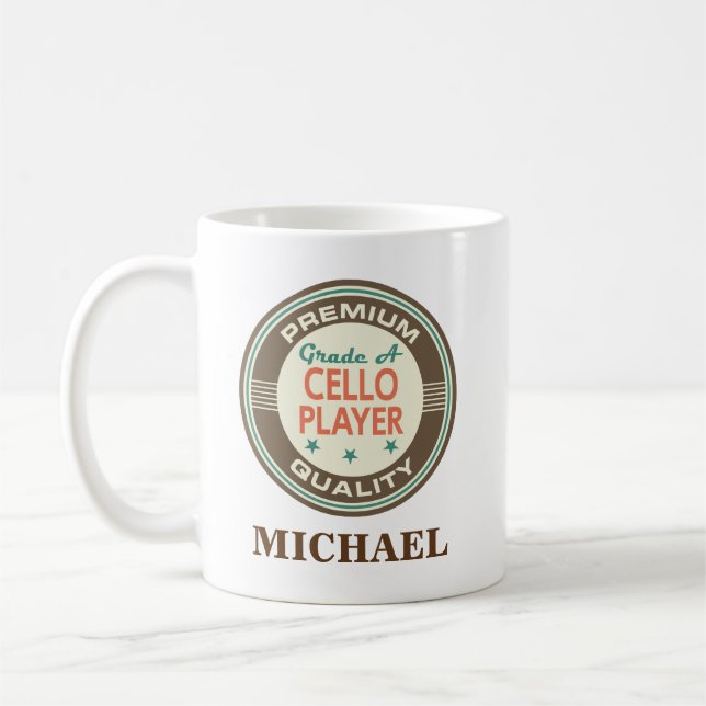 Cello-Spieler-personalisiertes Kaffeetasse (Links)