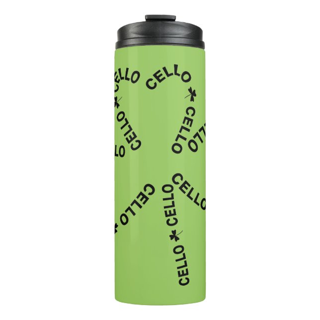 Cello-Text-Shamrock Thermosbecher (Vorderseite)