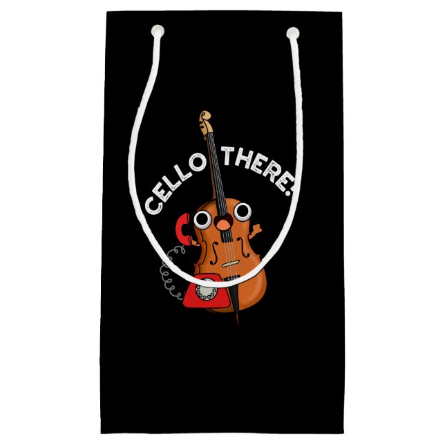Cello There Funny Telefone Pun Dark BG Kleine Geschenktüte (Vorderseite)