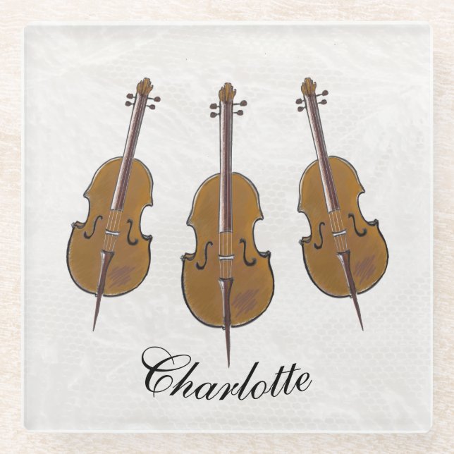 Cello Trio personalisiert Glasuntersetzer (Vorderseite)