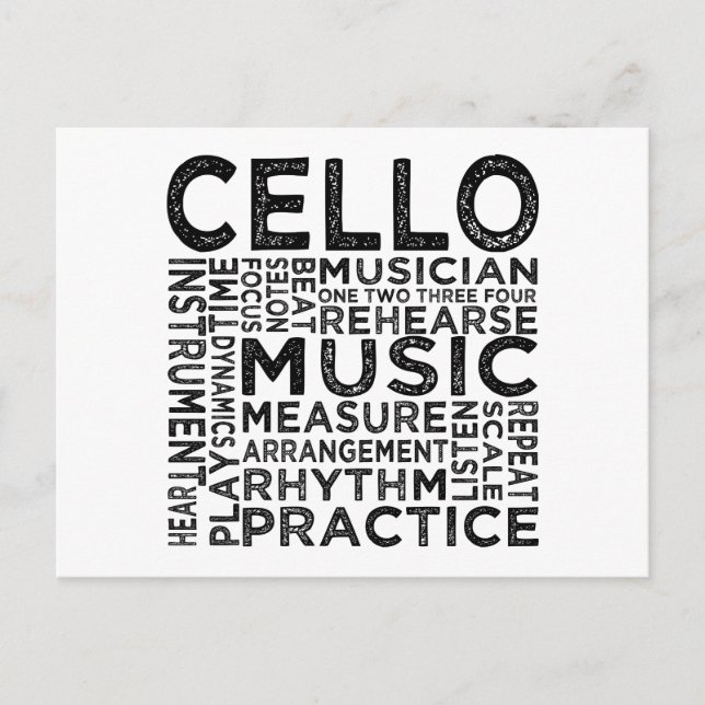 Cello Typografie Postkarte (Vorderseite)