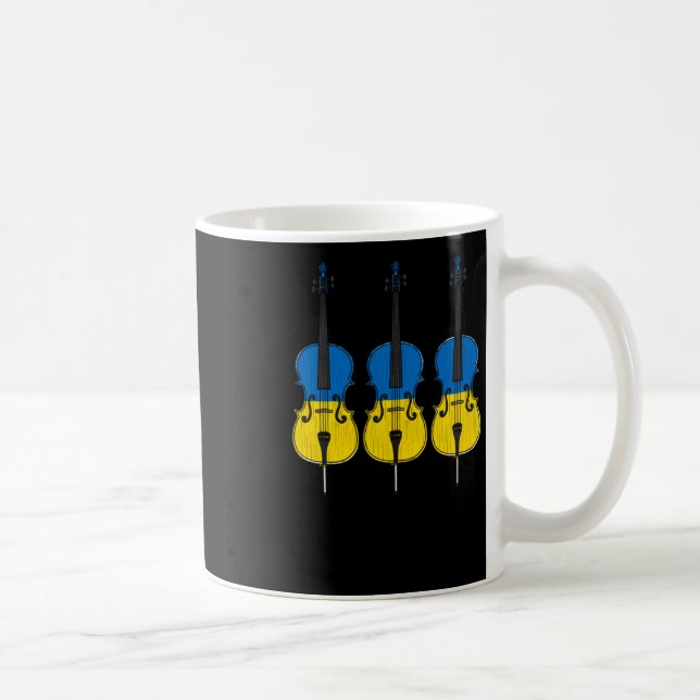 Cello Ukrainian Flag Cellist String Musician Stick Kaffeetasse (Rechts)