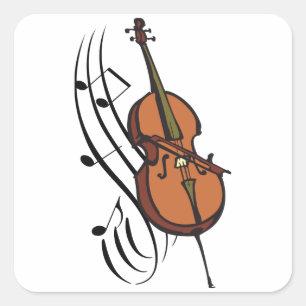 Cello und Musik Quadratischer Aufkleber