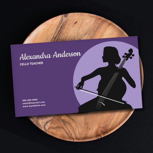 Cellolehrer - Lila Visitenkarte (Cello Teacher - Purple Business Card)