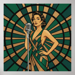 Cellospieler Poster Elegantes Buntglas Musik