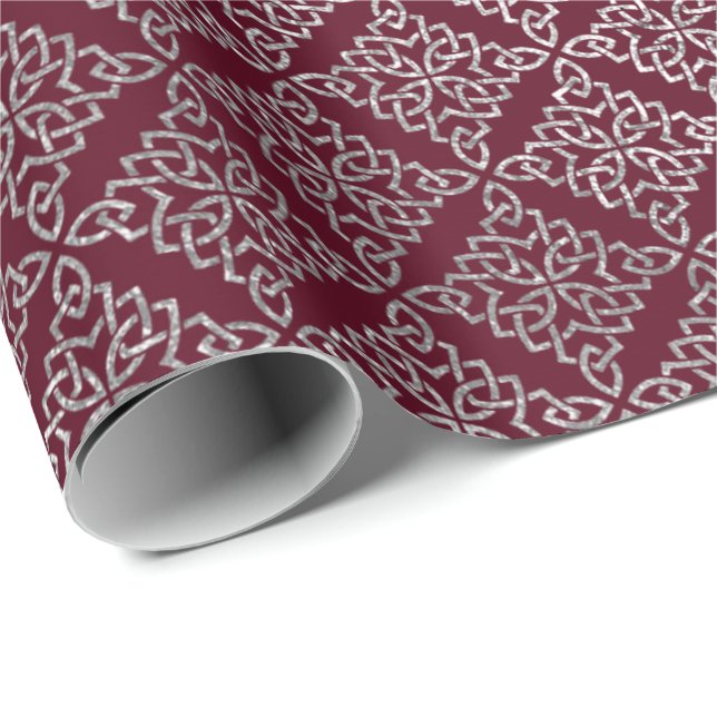 Celtic Arabesque marokkanischer Maroon Burgundy Si Geschenkpapier (Rolleneckpunkt)