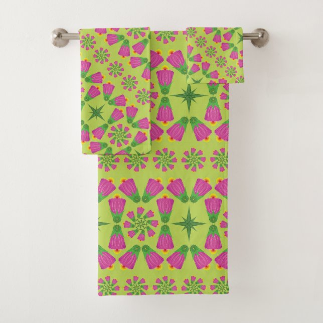Celtic Bell Blume Mandalas Grünes Bad Handtuch Set (Insitu)