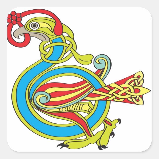 Celtic Bird Quadratischer Aufkleber (Vorderseite)