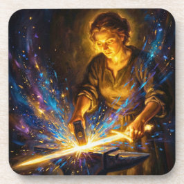 Celtic Blacksmith Goddess Forging Sword Fantasy Ar Getränkeuntersetzer