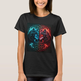 Celtic Blue und Red Wolf T-Shirt