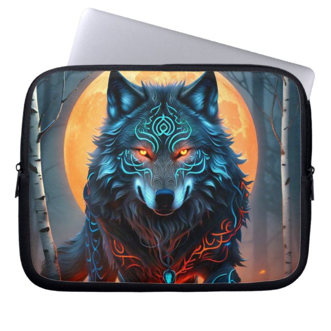 Celtic Blue Wolf Laptopschutzhülle (Vorderseite)