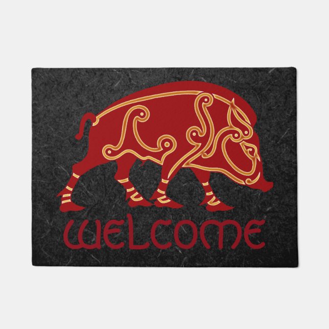 Celtic Boar Design 18" x 24" Door Mat Fußmatte (Vorderseite)