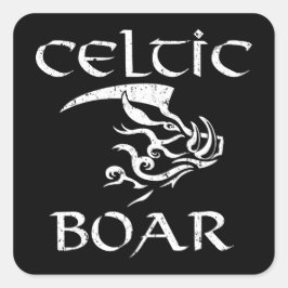 Celtic Boar Tribal Irish Illustration Quadratischer Aufkleber